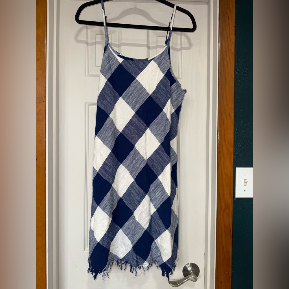 Natural Reflections Blue and White Checkered Midi Dress